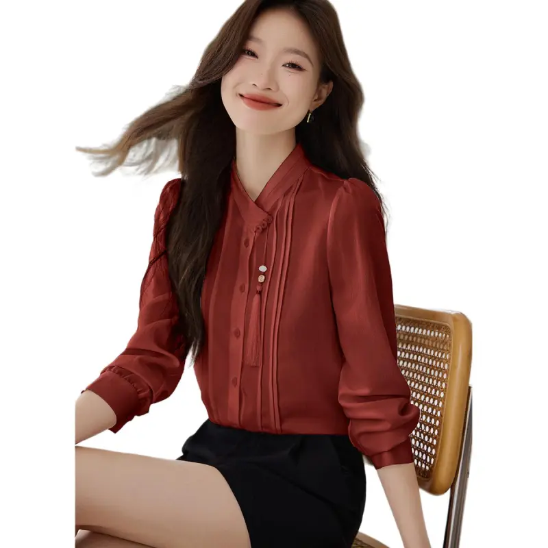 Mo Han Yi Mei Shirt Women's Vintage Red-2