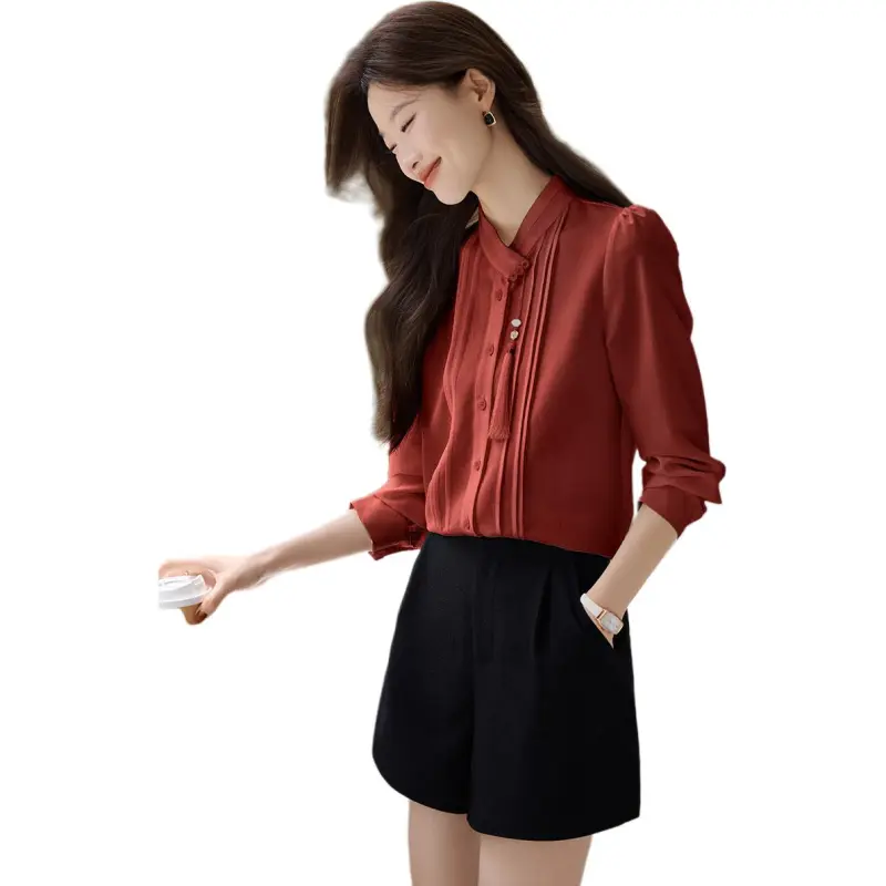 Mo Han Yi Mei Shirt Women's Vintage Red-4