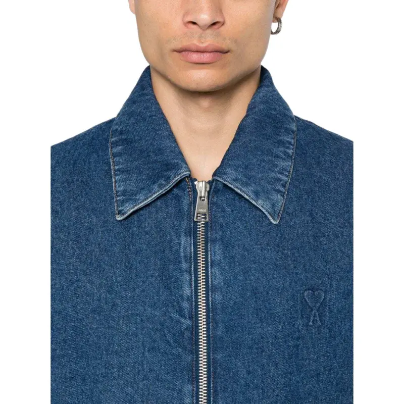 AMIPARIS Paris Ami De Coeur Zipped Denim Jacket-4