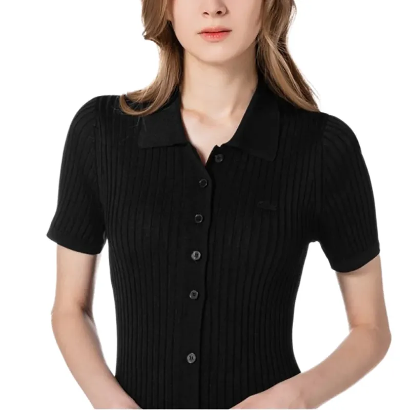 LACOSTE Short Sleeved Dress Women's Black-3