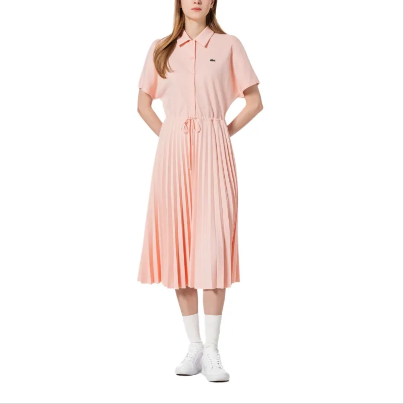 LACOSTE Short Sleeved Dress Women's Light Pink-3