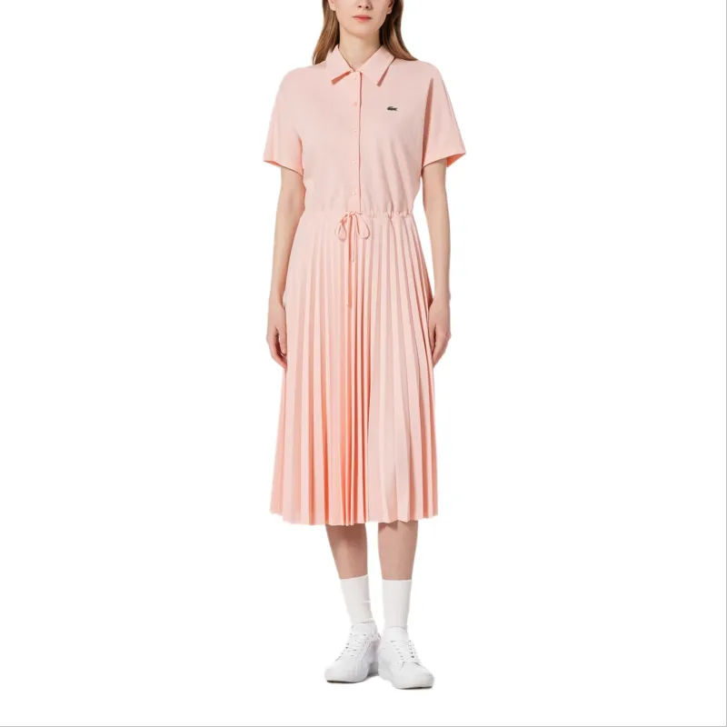 LACOSTE Short Sleeved Dress Women's Light Pink-1