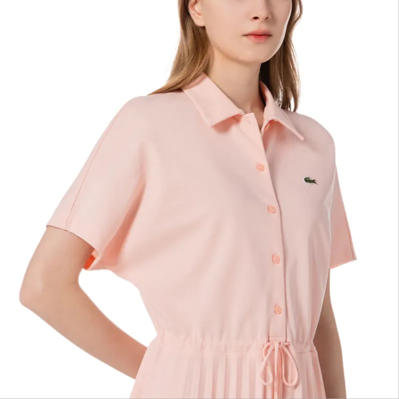 LACOSTE Short Sleeved Dress Women's Light Pink-4