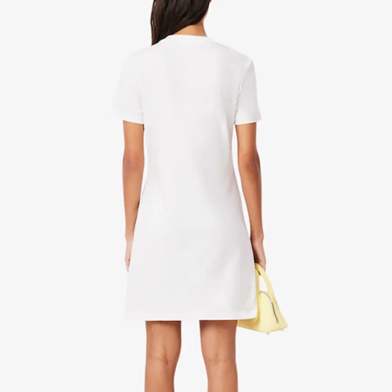 LACOSTE Short Sleeved Dress Women's White-2