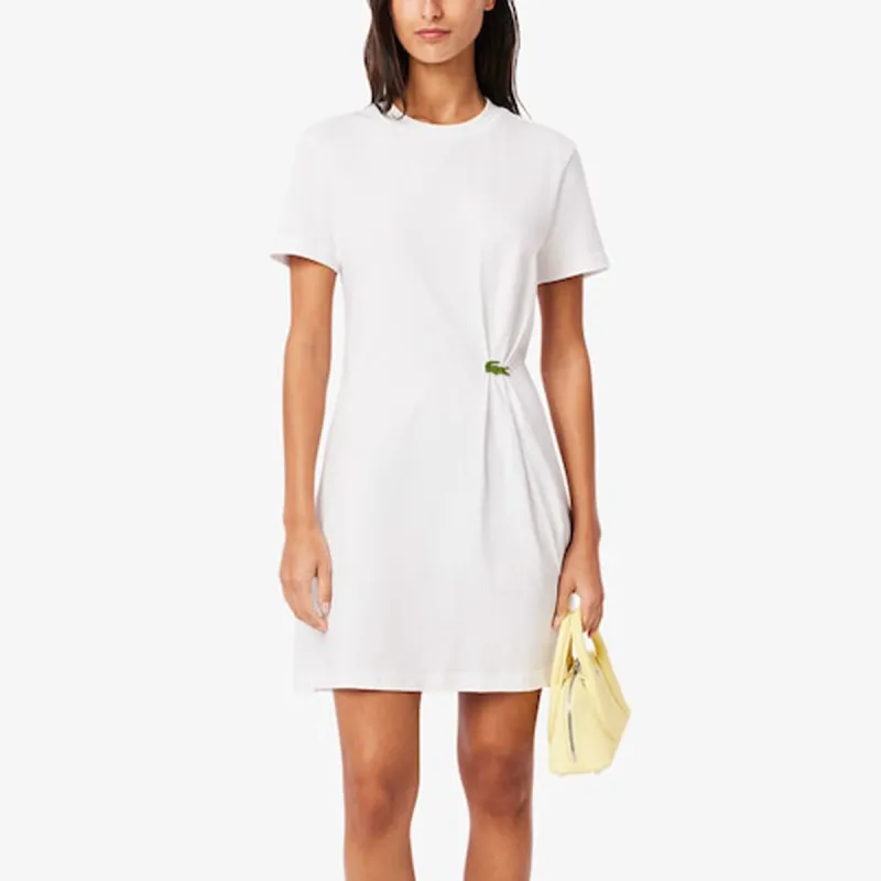 LACOSTE Short Sleeved Dress Women's White-1