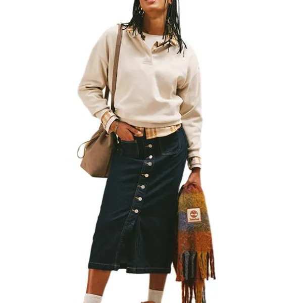 Timberland Denim Long Skirts Women's Pure Indigo-4