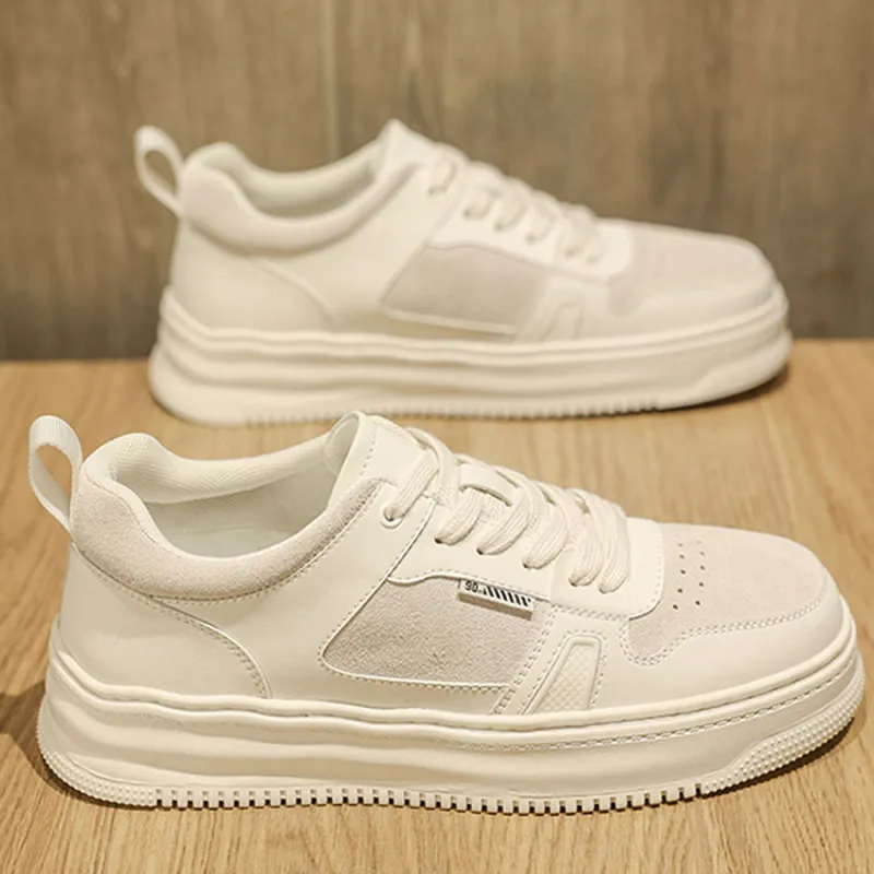 Slip Resistant Waterproof Abrasion Resistant Low Top Trendy Essential Skateboard Shoes Men's Ecru And White Shades-3