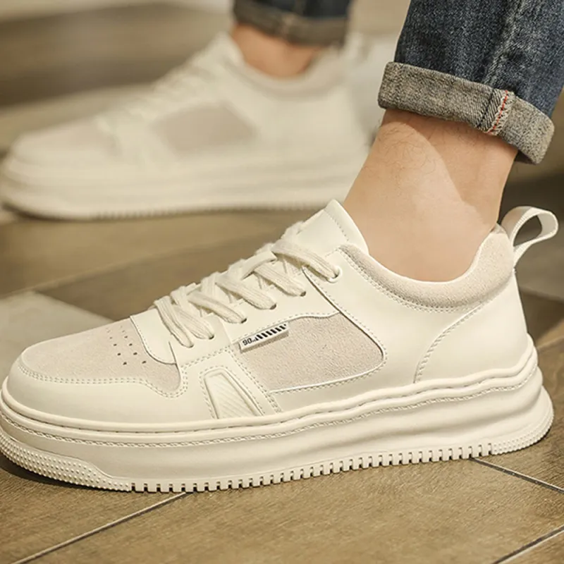 Slip Resistant Waterproof Abrasion Resistant Low Top Trendy Essential Skateboard Shoes Men's Ecru And White Shades-4