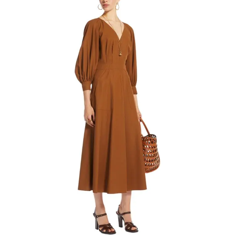 MaxMara Long Sleeved Dress Women's Brown-3
