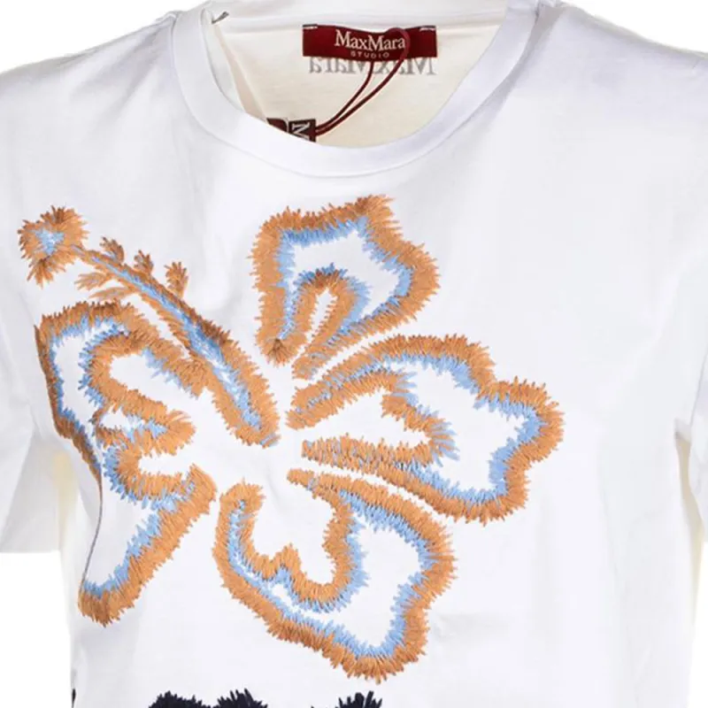 MaxMara Ring Floral Embroidered Crewneck T Shirt-2