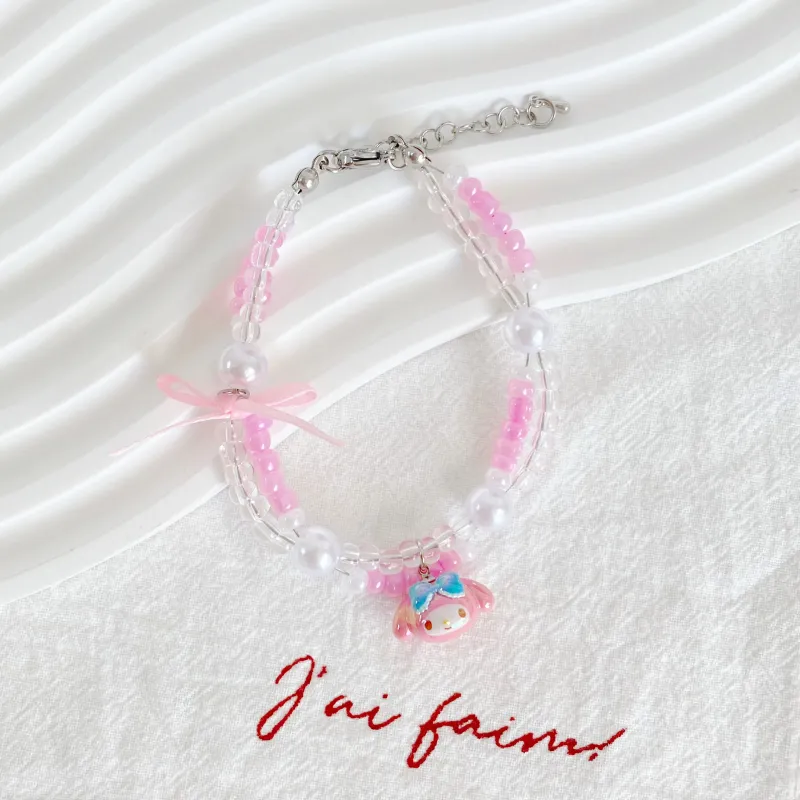 Sanrio My Melody Bowknot Cartoon Multicolor Cute Princess On The Run Beads Lanyards-1
