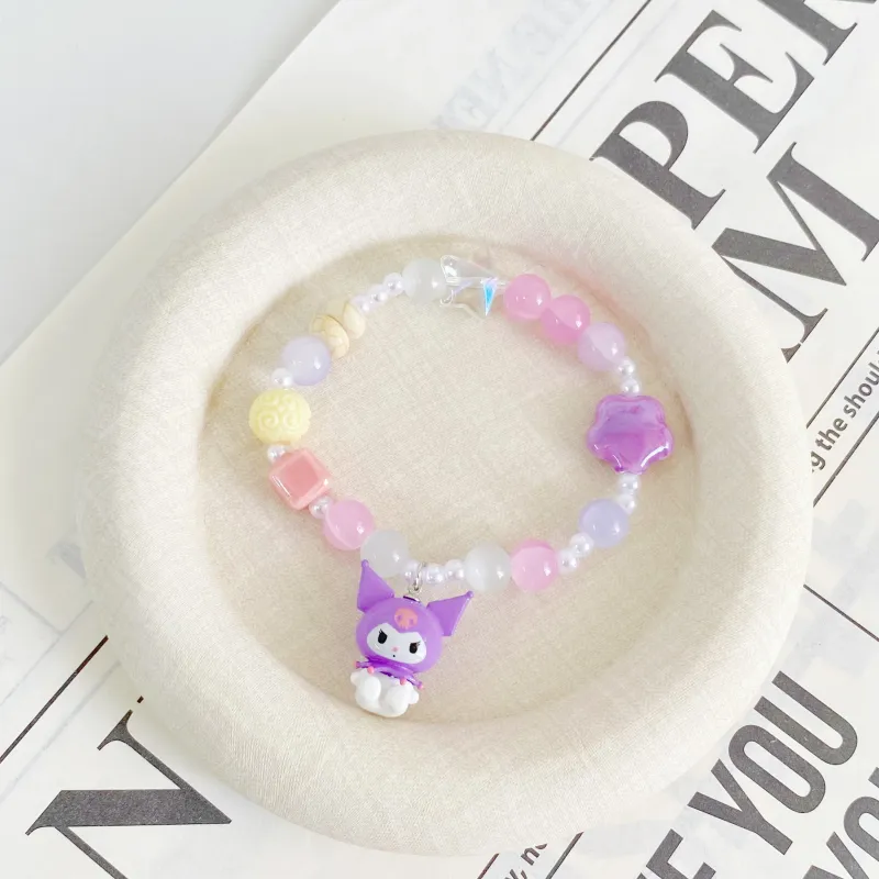 Sanrio Kuromi Individual Cartoon Multicolor Beads Lanyards-3