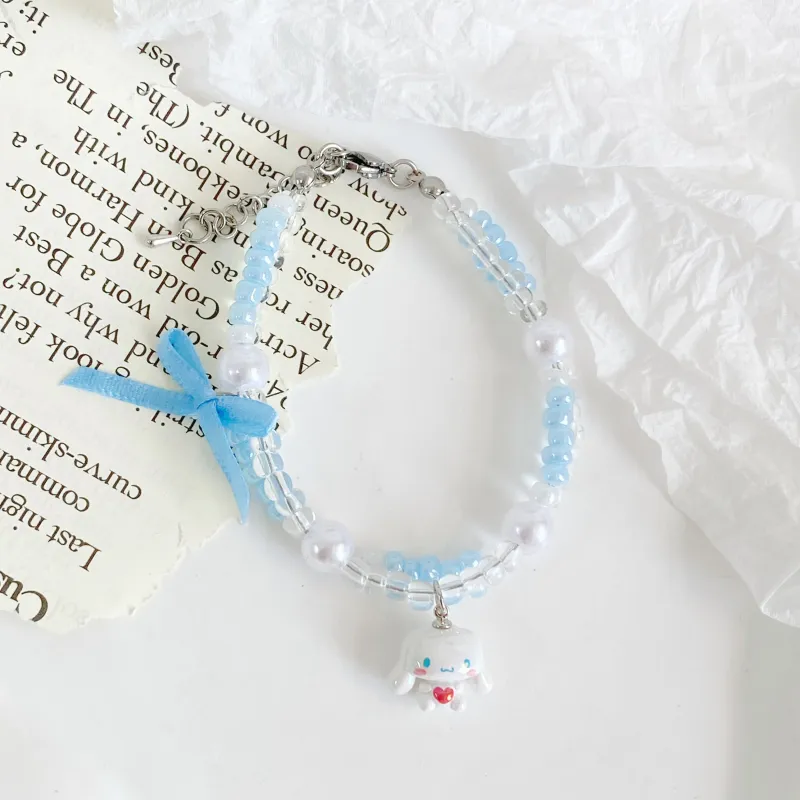Sanrio Cinnamoroll Individual Bowknot Cartoon Multicolor Cute Princess On The Run Beads Lanyards-2