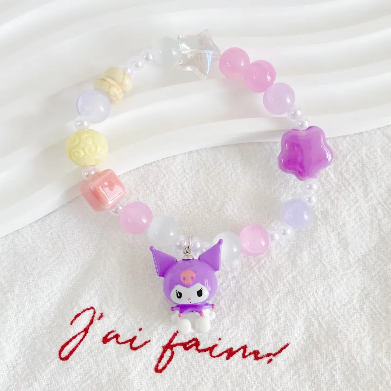 Sanrio Kuromi Individual Cartoon Multicolor Beads Lanyards-2