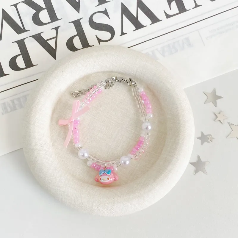 Sanrio My Melody Bowknot Cartoon Multicolor Cute Princess On The Run Beads Lanyards-3