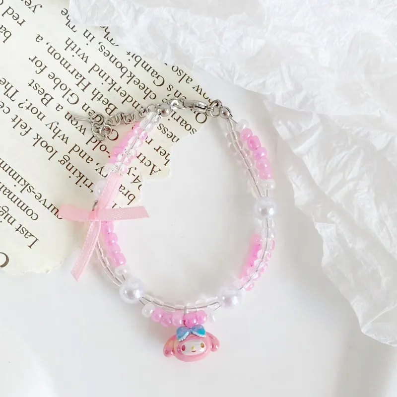 Sanrio My Melody Bowknot Cartoon Multicolor Cute Princess On The Run Beads Lanyards-2