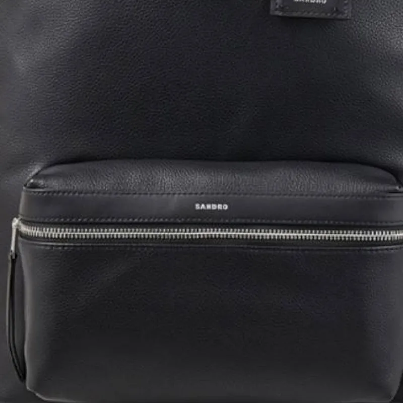 Sandro Artificial Leather Backpack Large Size Men's Black-3