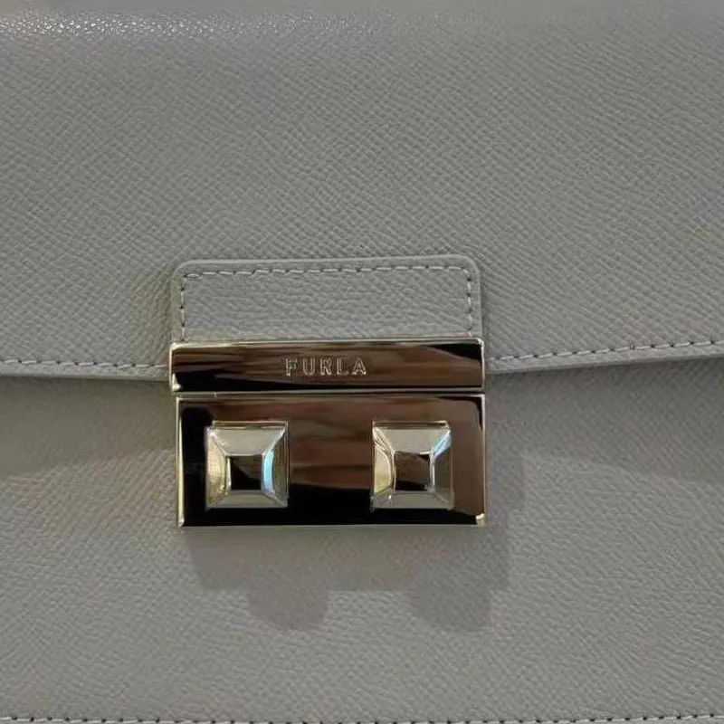 Furla Bella Leather Shoulder Bag Crossbody Bag Handbag Mini Women's Light Beige-3