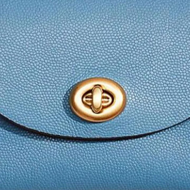 COACH Pouch Pebbled Leather Clutch Coin Purse Mini Women's Pacific Blue-2