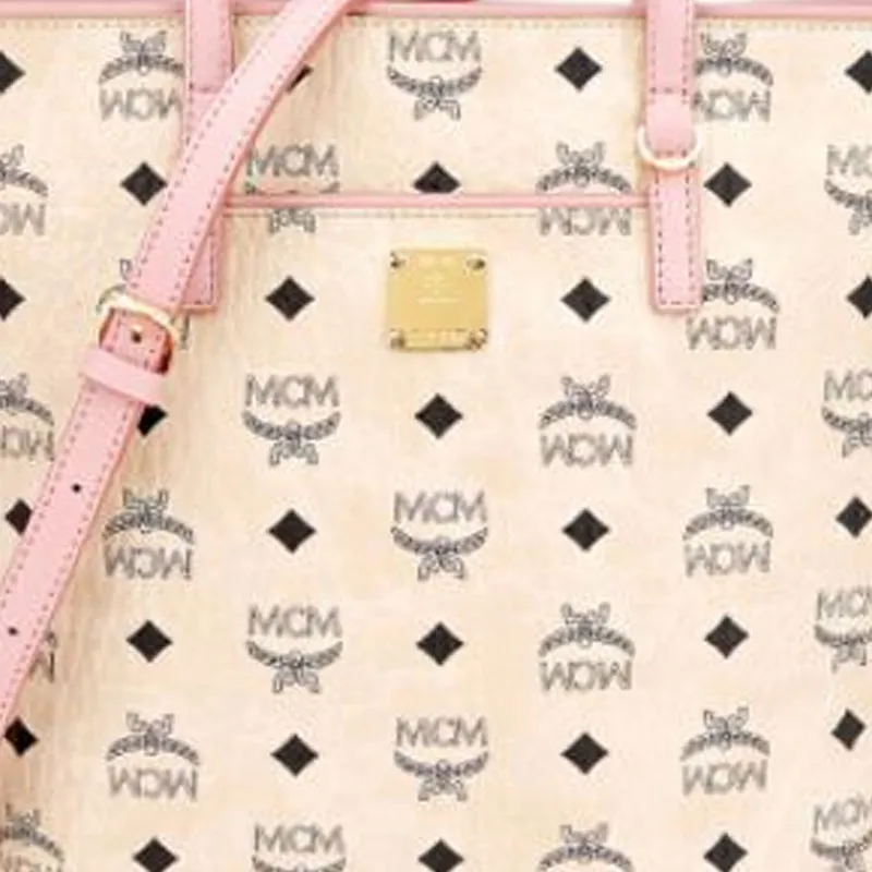 MCM Leather Tote Bag, Shopping Bag, Shoulder Bag, Crossbody Bag, Handbag Small Size Unisex Beige-4