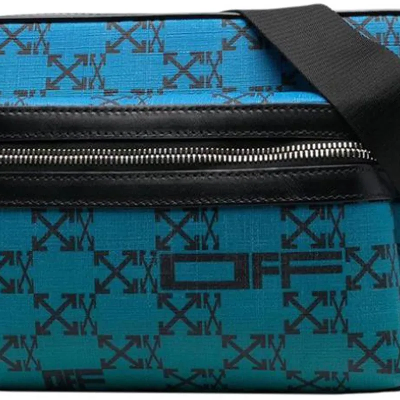 OFF WHITE Cotton Shoulder Bags Fanny Pack Men's Blue-3