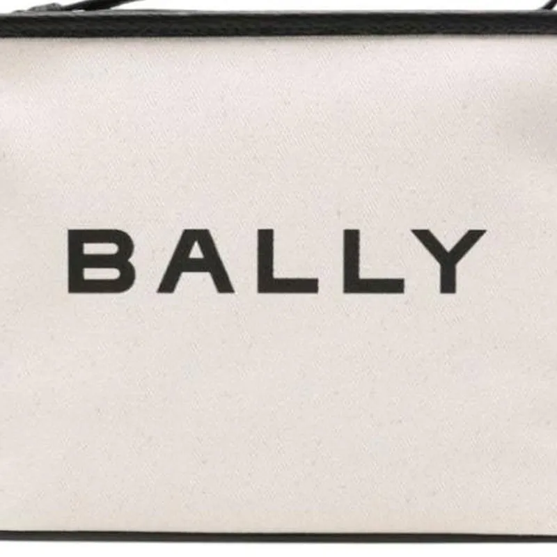 BALLY Fabric Handbag Clutch Women's Beige & Black-2
