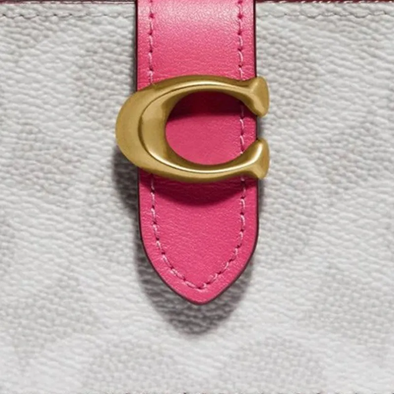 COACH Canvas With Leather Handheld Card Holder Women's Candy Pink With White-2