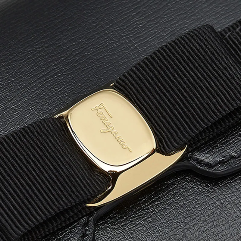 FERRAGAMO Cow Leather Wallet Women's Black-4
