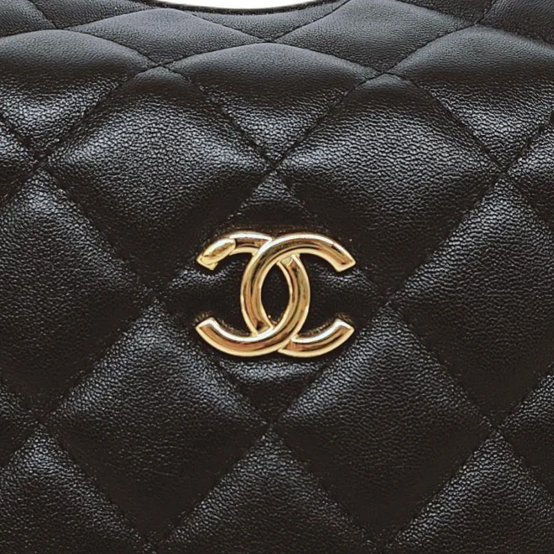 CHANEL Shiny Lambskin Crossbody Bag, Shoulder Bag Women's Black-2