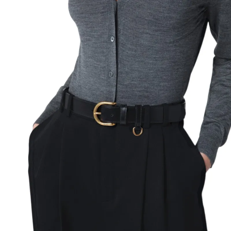 PRADA Cow Leather Belts Women's Black 3.3CM-2