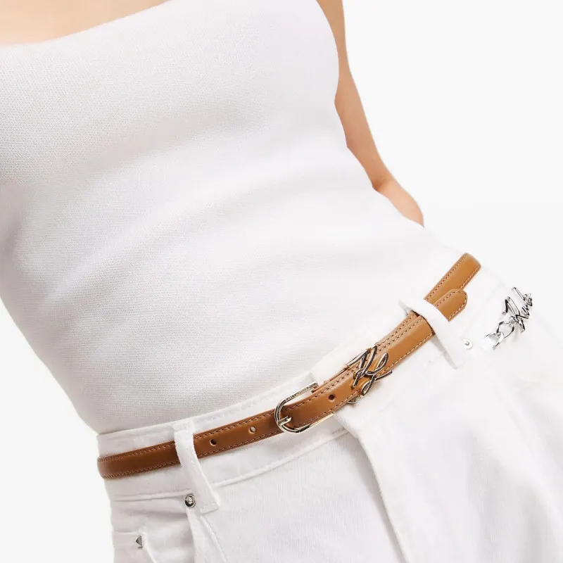 KARL LAGERFELD Calfskin Leather Belts Women's Umber -4