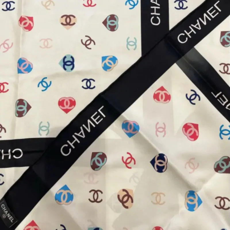 CHANEL Silk Scarves Women's White-4