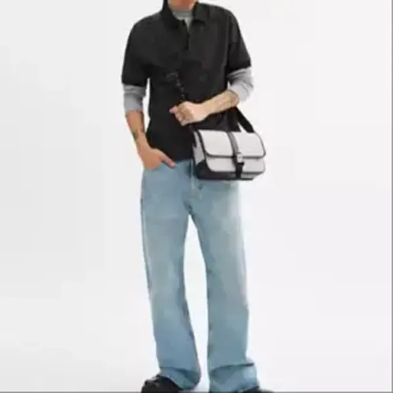 COACH League Artificial Leather With Cow Leather Crossbody Bag, Shoulder Bag Tubas Men's White & Black-4