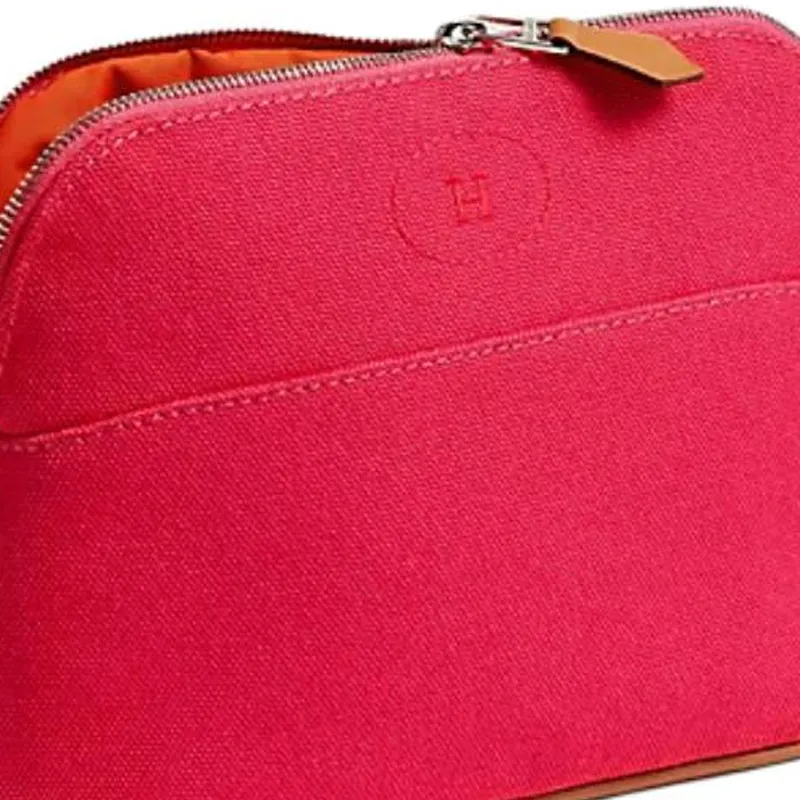 HERMES Bolide Cotton Clutch Mini Women's Pink-1