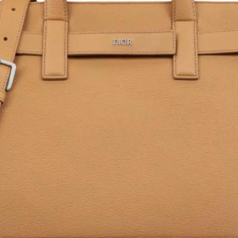 DIOR Calfskin Tote Bag, Shopping Bag, Handbag Medium Size Men's Brown-2