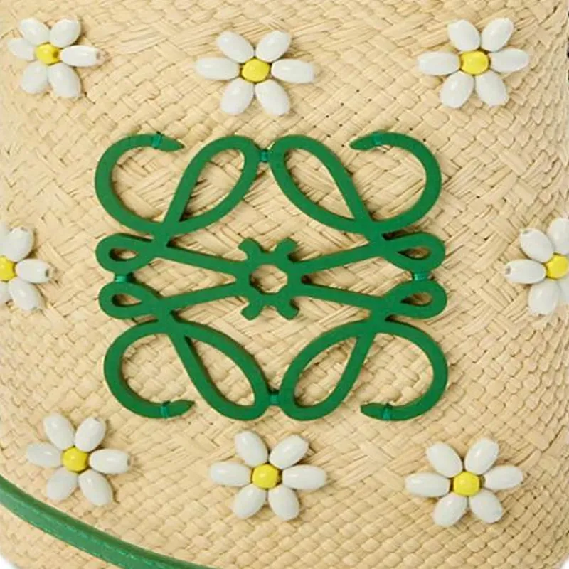 LOEWE Palm Leaf With Cow Leather Shoulder Bag, Crossbody Bag Trumpets Women's Tropical Green & White-4
