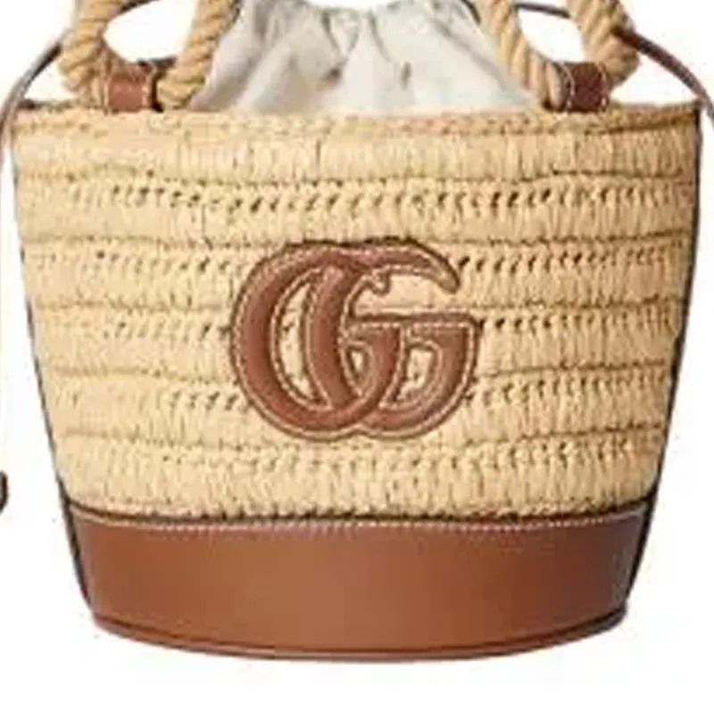 GUCCI Viscose Bucket Bag Handbag Mini Women's Brown-2