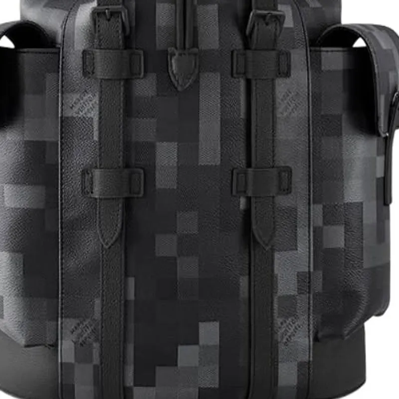 LOUIS VUITTON CHRISTOPHER Damoflage Black Coated Canvas Backpack Medium Size Men's Ink Gray-4