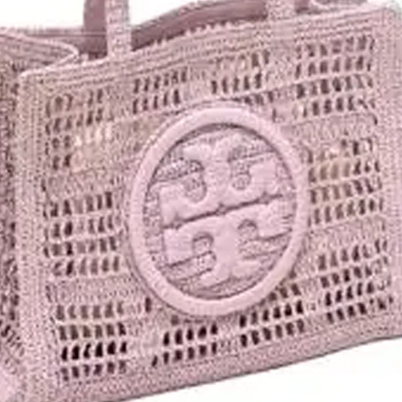 TORY BURCH Ella Plant Material Tote Bag, Shopping Bag, Shoulder Bag Trumpets Women's Light Purple-1