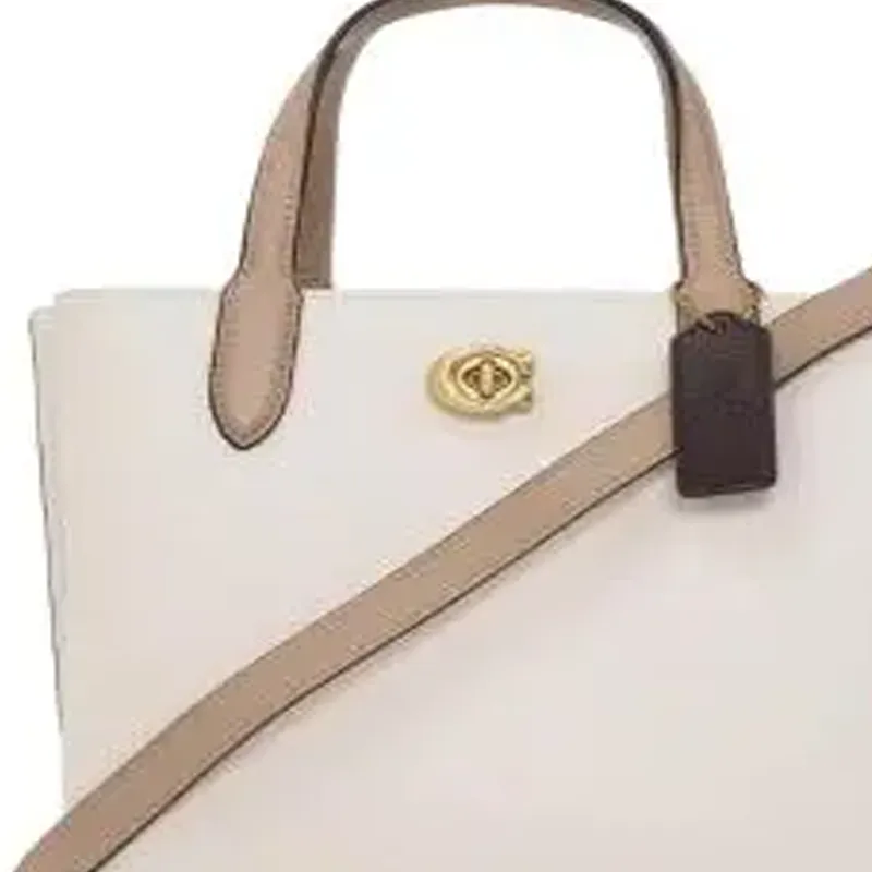 COACH Cow Leather Handbag Women's Cream White-3