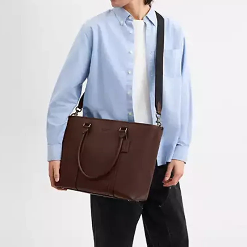 COACH Calfskin Handbag Tubas Women's Chocolate-3