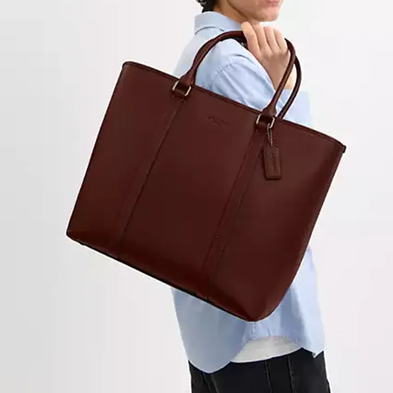 COACH Calfskin Handbag Tubas Women's Chocolate-4