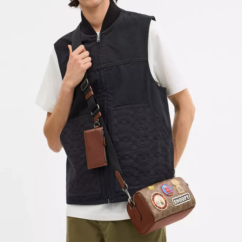 COACH PEANUTS Collaboration AXEL Coated Canvas Crossbody Bag, Shoulder Bag Mini Women's Brown-4
