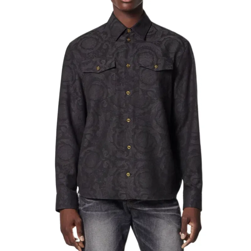 VERSACE Barocco Jacquard Chambray Shirt-2