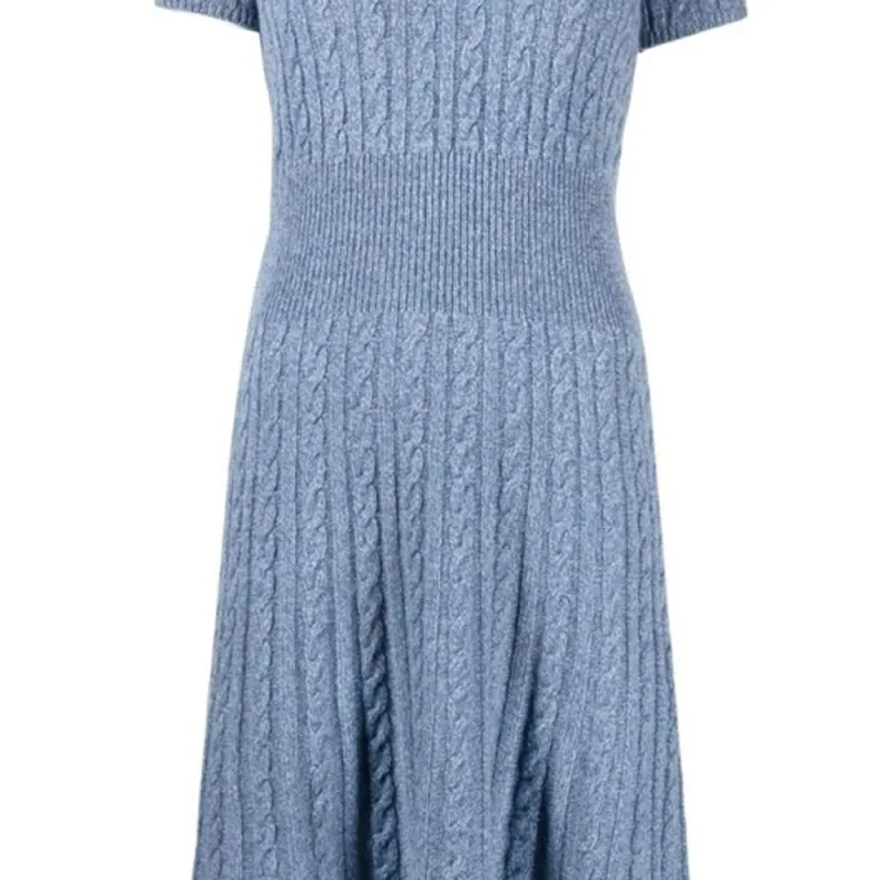 EMPORIO ARMANI SS22 Short Sleeved Dress Women's Blue-4