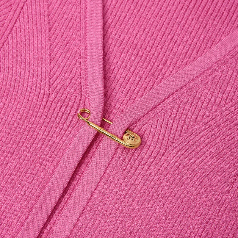 VERSACE Safety Pin Ribbed knit Cardigan-3
