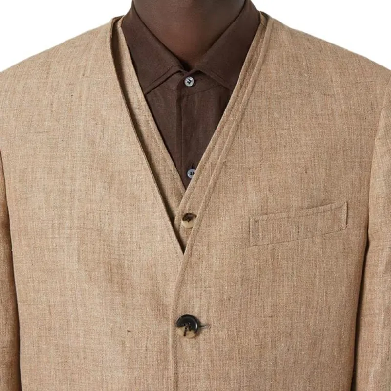 Loro Piana Business Suit Coat Men's Walnut Kernel Mixed Color-8