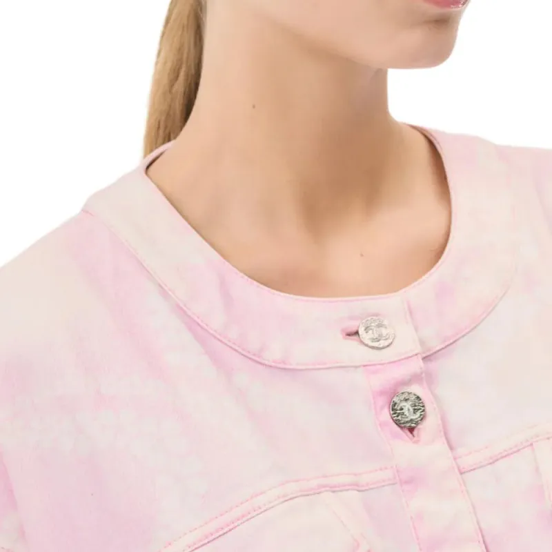 CHANEL Short Sleeved Dress Women's Light Pink-2
