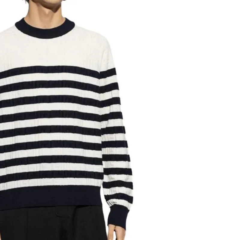 BALMAIN Striped Crewneck Knit Sweater-5
