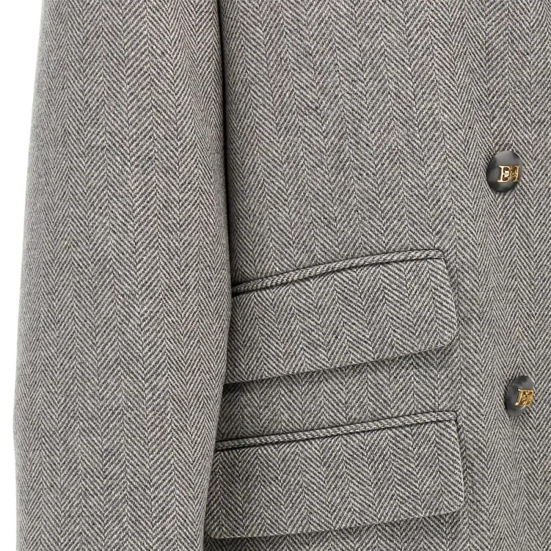 Elisabetta Franchi Chevron Double Breasted Coat-5